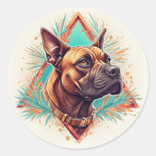 Stilvoller Boxerhund Runder Aufkleber