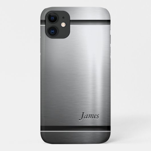 Stilvoller Bürsten-MetallEdelstahl-Blick Case-Mate iPhone Hülle (Rückseite)