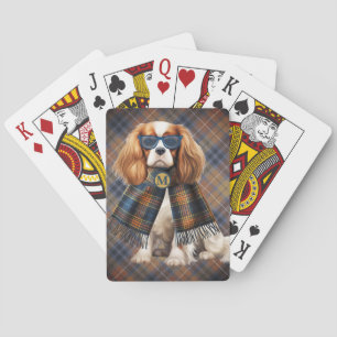 Stilvoller Cavalier King Charles Hund und Karo Spielkarten