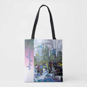 Stilvoller Central Park NYC Print Blush Individuel Tasche