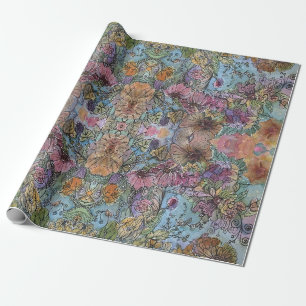 Stilvoller Chic Blumen Garten Aquarellmalerei Geschenkpapier