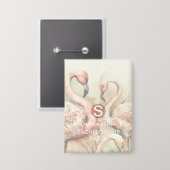 Stilvoller Chic Flamingo Monogramm personalisiert Button (Vorderseite/Rückseite)