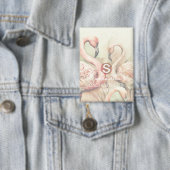 Stilvoller Chic Flamingo Monogramm personalisiert Button (Insitu)