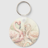 Stilvoller Chic Flamingo Monogramm personalisiert Schlüsselanhänger (Rückseite)