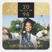 Stilvoller Chic Gold Glitzer Modernes Abschluss Fo Quadratischer Aufkleber (Vorderseite)