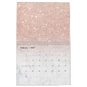 Stilvoller Chic-RosengoldGlitter ombre Weißmarmor Kalender (Feb 2027)