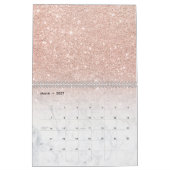 Stilvoller Chic-RosengoldGlitter ombre Weißmarmor Kalender (Mär 2027)