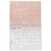 Stilvoller Chic-RosengoldGlitter ombre Weißmarmor Kalender (Feb 2026)