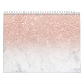 Stilvoller Chic-RosengoldGlitter ombre Weißmarmor Kalender (Titelbild)
