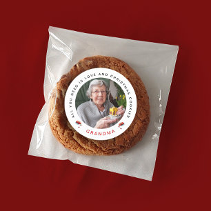 Stilvoller Chic Roter Weißer Weihnachtsplätzchen-F Runder Aufkleber