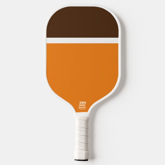 Stilvoller Cocoa Brown White Orange Farbblock Pickleball Schläger (Rückseite)