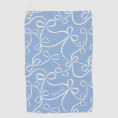Stilvoller Coquette Blue Bow Pattern Individuelle Golfhandtuch (Vorderseite)