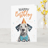 Stilvoller Dalmatiner Hund mit Bow Krawatte Geburt Karte (Gelbe Blume)