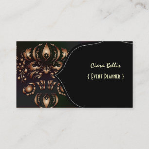 Stilvoller Damast, Schwarz+Bronze Visitenkarte
