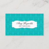 Stilvoller Damast-Türkis Visitenkarte (Vorderseite)