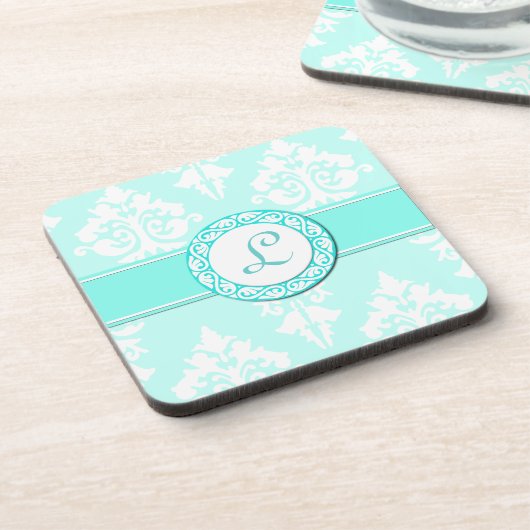 Stilvoller Damast und Monogramm-Untersetzer Untersetzer (Linke Seite)