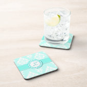 Stilvoller Damast und Monogramm-Untersetzer Untersetzer (Rechte Seite)