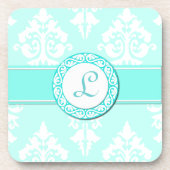 Stilvoller Damast und Monogramm-Untersetzer Untersetzer (Vorderseite)