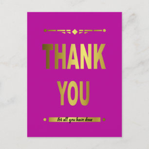 Stilvoller Dankeschön Gold-Typografie Postkarte