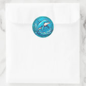 Stilvoller Delphin Runder Aufkleber (Tasche)