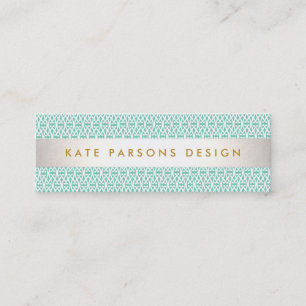 Stilvoller Designer Moderne Minze und Weiße Muster Mini Visitenkarte
