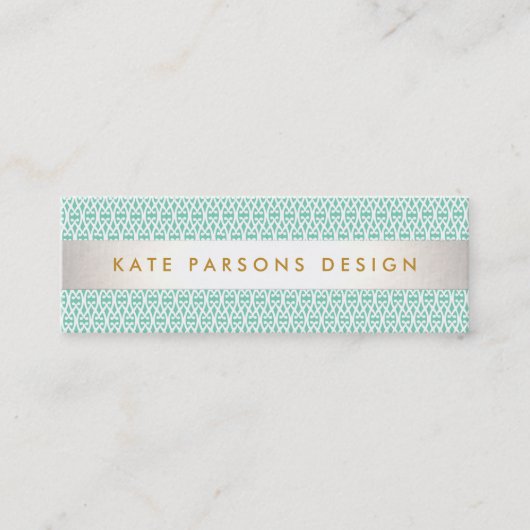Stilvoller Designer Moderne Minze und Weiße Muster Mini Visitenkarte (Vorderseite)