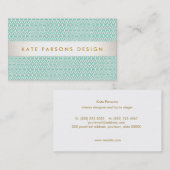Stilvoller Designer Moderne Minze und Weiße Muster Visitenkarte (Vorne/Hinten)