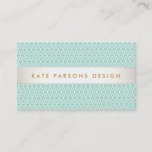 Stilvoller Designer Moderne Minze und Weiße Muster Visitenkarte (Vorderseite)