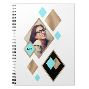 Stilvoller Diamant geometrisch mit Foto und Monogr Notizblock