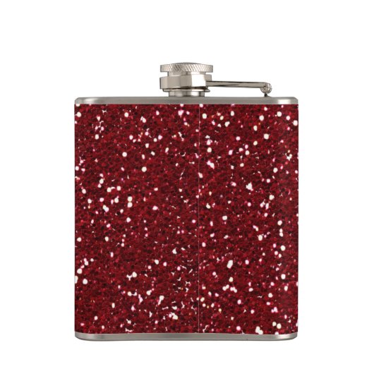 Stilvoller dunkelroter Glitzer Flachmann (Rückseite)