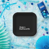 Stilvoller editierbarer Retro-Modern Name (oder an Pappteller (Party)