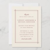 Stilvoller eleganter Burgunder u. mit Perlen Einladung (Vorderseite)