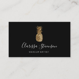 Stilvoller eleganter Goldananas-Maskenbildner Visitenkarte