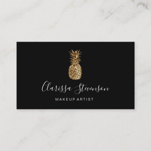 Stilvoller eleganter Goldananas-Maskenbildner Visitenkarte (Vorderseite)