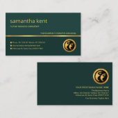Stilvoller Emerald Green Gold Manpower Berater Visitenkarte (Vorne/Hinten)