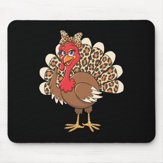 Stilvoller Erntedank-Truthahn mit Leopardenmuster- Mousepad (Vorne)