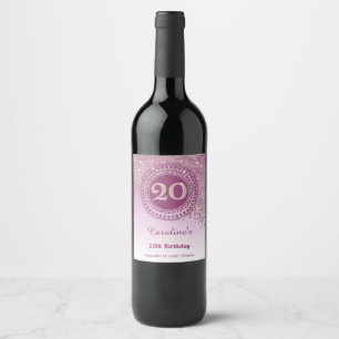 Stilvoller Fallender Roségold-Glitter 20. Geburtst Weinetikett