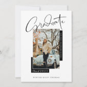 Stilvoller Foto-Abschluss für Graduate Script Over Einladung (Vorderseite)