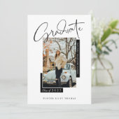 Stilvoller Foto-Abschluss für Graduate Script Over Einladung (Stehend Vorderseite)