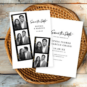 Stilvoller Fotoautomaten-Filmstreifen Hochzeit Ter Save The Date