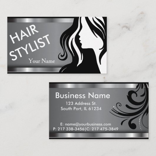 Stilvoller Frauen-Salon-Haar-Stylist Visitenkarte (Vorne/Hinten)