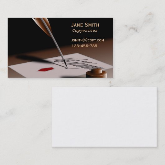 Stilvoller freiberuflich tätiger Werbetexter mit Visitenkarte (Vorne/Hinten)