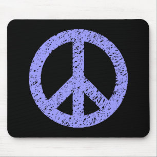 Stilvoller Frieden - Pastellblau auf schwarz Mousepad