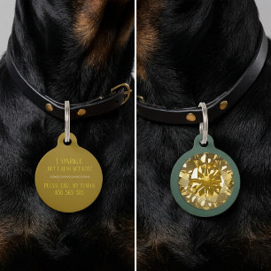 Stilvoller gelber Diamant-Hunde Katzen-Rundanhänge Haustiermarke