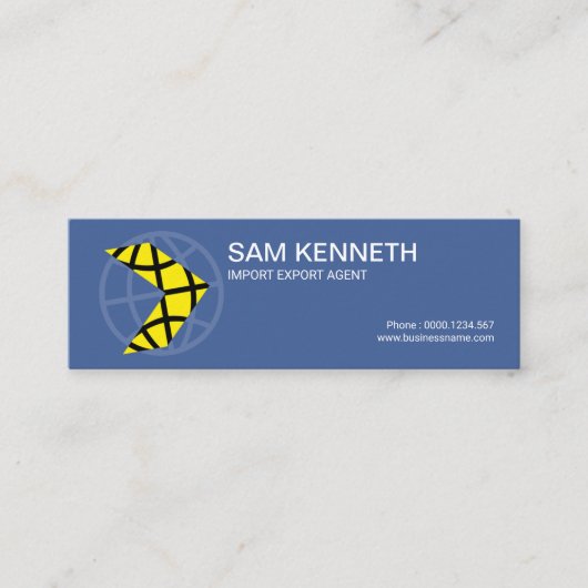Stilvoller gelber Pfeil-blaue Kugel-Logistik Mini Visitenkarte (Vorderseite)