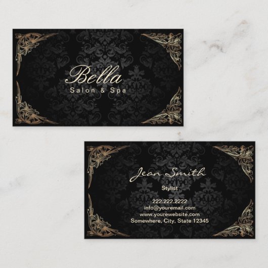 Stilvoller gerahmter Damast-mit Blumensalon u. Visitenkarte (Vorne/Hinten)