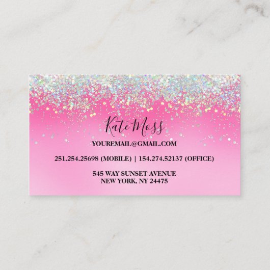 Stilvoller Girly Dripping Pink Glitzer Visitenkarte (Rückseite)