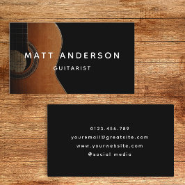 Stilvoller Gitarrenmusiker Minimal Black and White Visitenkarte