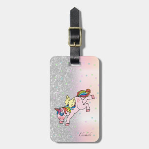Stilvoller Glitter-Bokeh, Regenbogen-Einhorn, Ster Gepäckanhänger