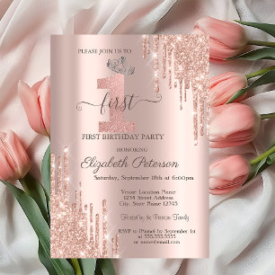 Stilvoller Glitter Drips Rose Gold Silber Tiara 1s Einladung